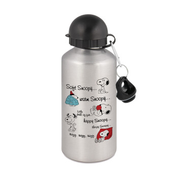 Snoopy manual, Metallic water jug, Silver, aluminum 500ml