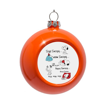 Snoopy manual, Orange Christmas tree ornament bauble 8cm