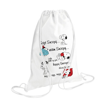 Snoopy manual, Τσάντα πλάτης πουγκί GYMBAG λευκή (28x40cm)