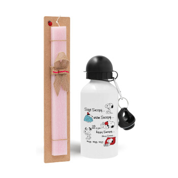 Snoopy manual, Easter Set, metallic aluminum bottle (500ml) & aromatic flat Easter candle (30cm) (PINK)