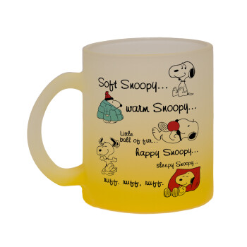 Snoopy manual, Κούπα γυάλινη δίχρωμη με βάση το κίτρινο ματ, 330ml