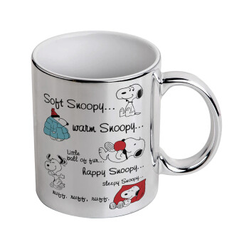 Snoopy manual, Mug ceramic, silver mirror, 330ml