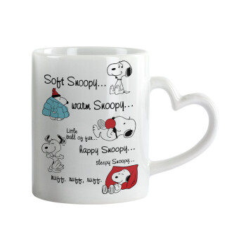 Snoopy manual, Mug heart handle, ceramic, 330ml