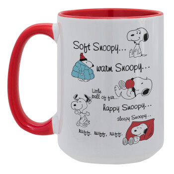 Snoopy manual, Κούπα Mega 15oz, κεραμική Κόκκινη, 450ml