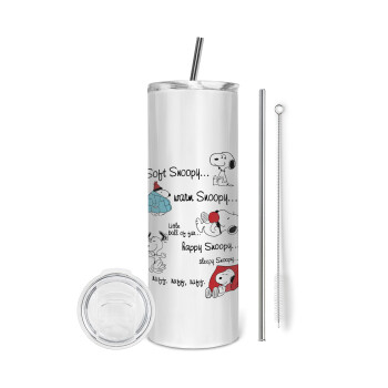 Snoopy manual, Tumbler stainless steel 600ml, with metal straw & cleaning brush