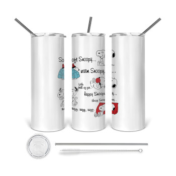 Snoopy manual, 360 Eco friendly stainless steel tumbler 600ml, with metal straw & cleaning brush