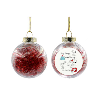 Snoopy manual, Χριστουγεννιάτικη μπάλα δένδρου διάφανη με κόκκινο γέμισμα 8cm
