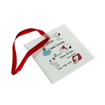 Snoopy manual, Χριστουγεννιάτικο στολίδι γυάλινο τετράγωνο 9x9cm