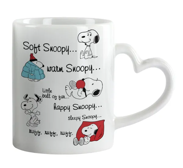 Snoopy manual — Mug heart handle, ceramic, 330ml