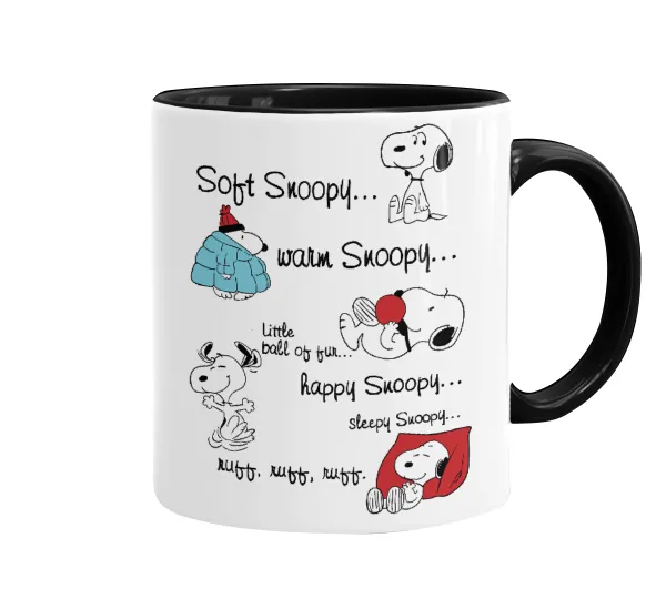 Snoopy manual — Κούπα χρωματιστή μαύρη, κεραμική, 330ml