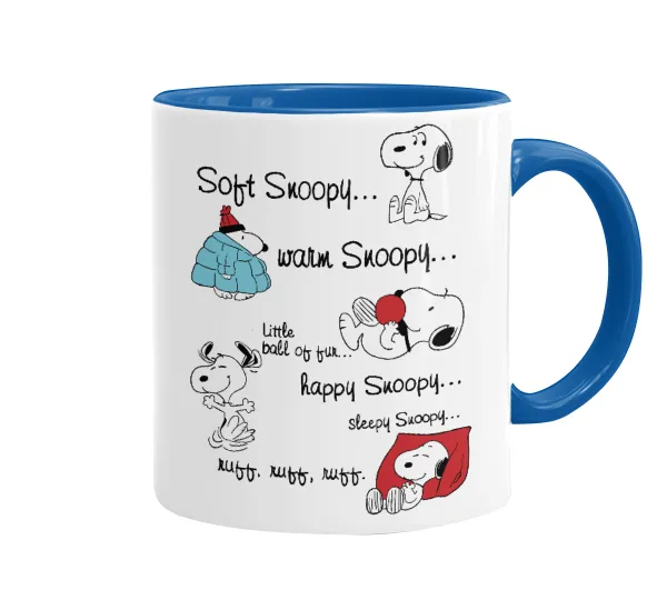Snoopy manual — Κούπα χρωματιστή μπλε, κεραμική, 330ml