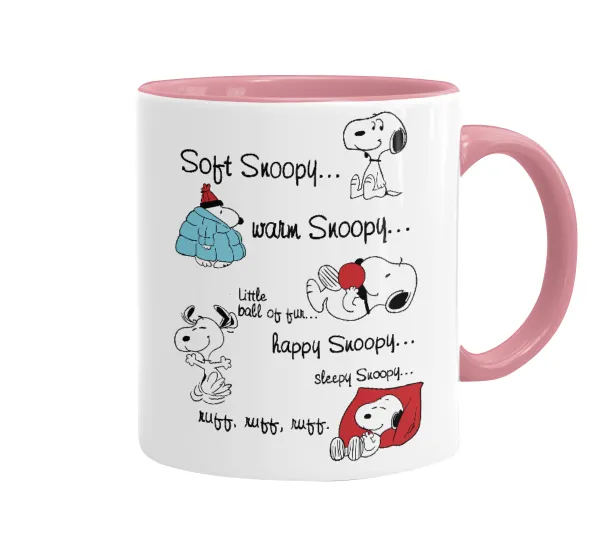 Snoopy manual — Κούπα χρωματιστή ροζ, κεραμική, 330ml