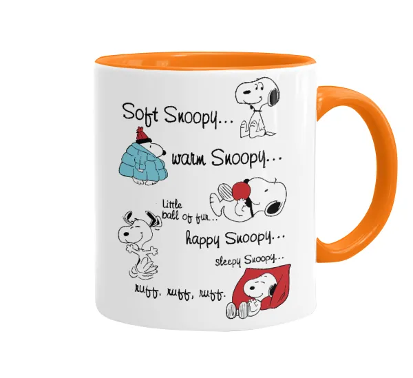 Snoopy manual — Κούπα χρωματιστή πορτοκαλί, κεραμική, 330ml