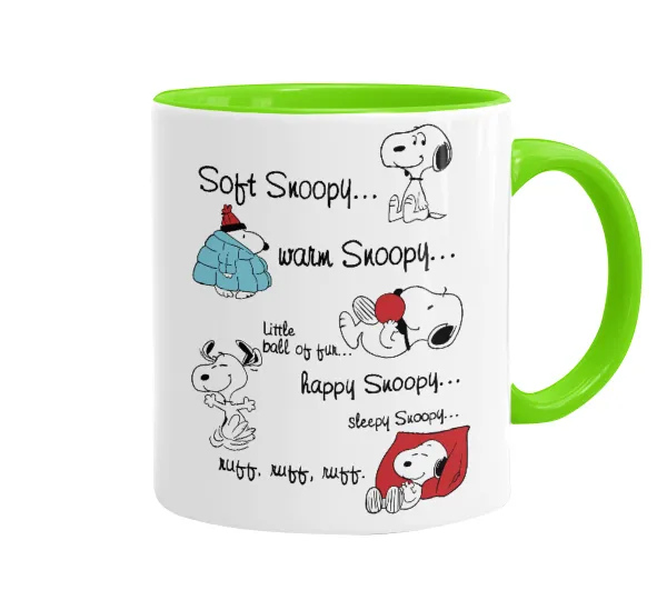 Snoopy manual — Κούπα χρωματιστή βεραμάν, κεραμική, 330ml