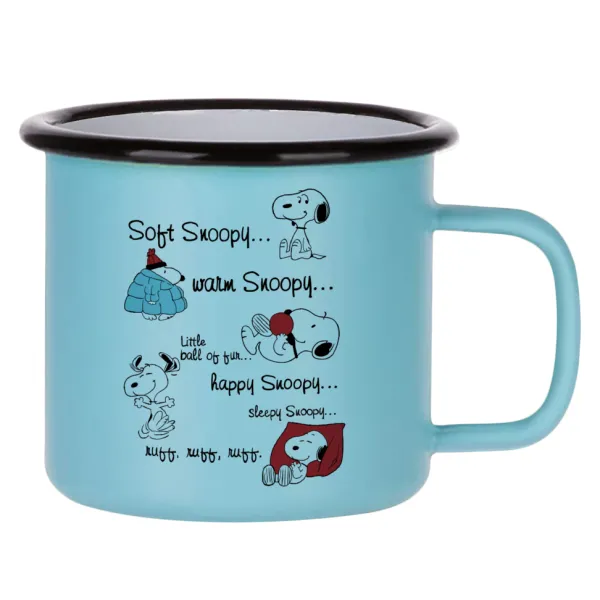 Snoopy manual — Metal enamel mug, matte light blue, 360ml