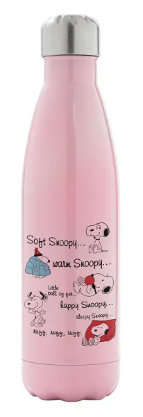 Snoopy manual — Metal mug thermos Pink Iridiscent (Stainless steel), double wall, 500ml