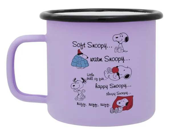 Snoopy manual — Metal enamel mug, matte light pastel purple, 360ml