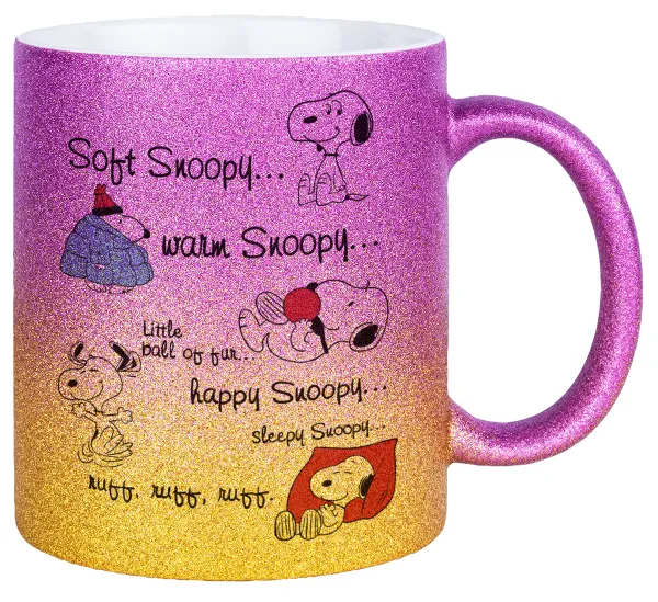 Snoopy manual — Κούπα Χρυσή/Ροζ Glitter, κεραμική, 330ml