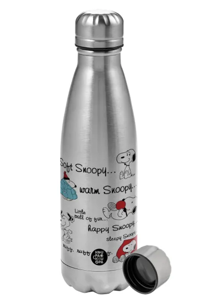 Snoopy manual — Μεταλλικό παγούρι νερού, ανοξείδωτο ατσάλι, 750ml