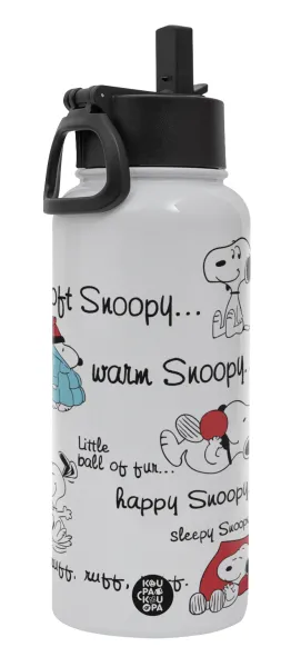 Snoopy manual — Metal mug thermo White with Straw and Spout Lid (Stainless steel), double wall, 950ml