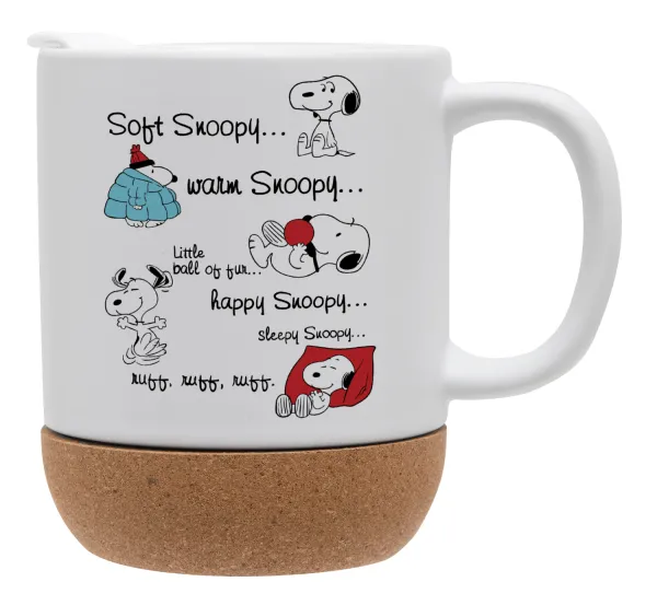 Snoopy manual — Κούπα, κεραμική με βάση φελού και καπάκι (ΜΑΤ), 330ml