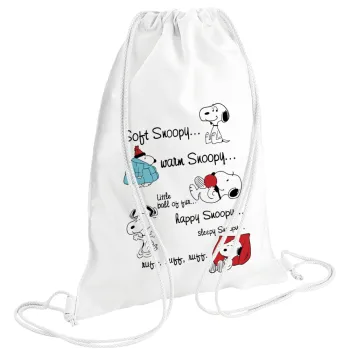Snoopy manual, Τσάντα πλάτης πουγκί GYMBAG λευκή (28x40cm)