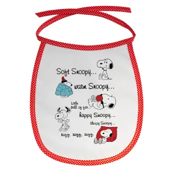 Snoopy manual, Σαλιάρα μωρού αλέκιαστη με κορδόνι Κόκκινη