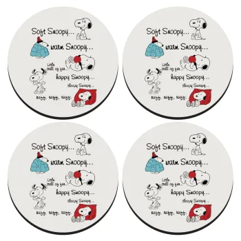 Snoopy manual, SET of 4 round wooden coasters (9cm)