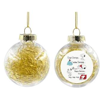Snoopy manual, Transparent Christmas tree ball ornament with gold filling 8cm