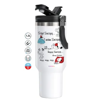 Snoopy manual, Mega Tumbler με καπάκι, διπλού τοιχώματος (θερμό) 1,2L