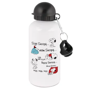 Snoopy manual, Metal water bottle, White, aluminum 500ml