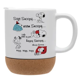 Snoopy manual, Κούπα, κεραμική με βάση φελού και καπάκι (ΜΑΤ), 330ml