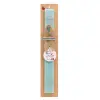 Easter Set, wooden keychain & aromatic flat Easter candle (30cm) (TURQUOISE)