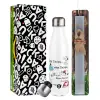 Easter candle, metallic white thermos bottle (500ml) & aromatic flat candle (30cm) (GRAY)
