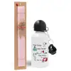 Easter Set, metallic aluminum bottle (500ml) & aromatic flat Easter candle (30cm) (PINK)