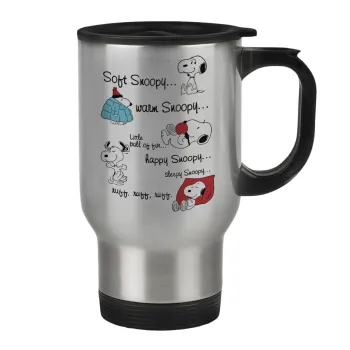 Snoopy manual, Stainless steel travel mug with lid, double wall 450ml