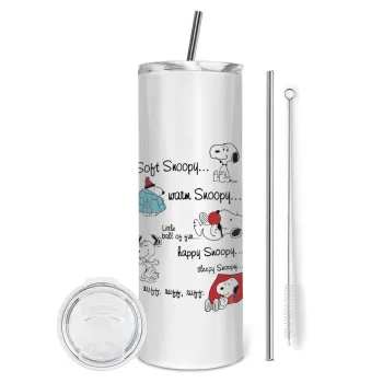 Snoopy manual, Tumbler stainless steel 600ml, with metal straw & cleaning brush