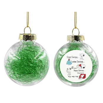 Snoopy manual, Στολίδι Χριστουγεννιάτικη μπάλα δένδρου διάφανη με πράσινο γέμισμα 8cm