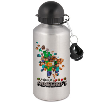 Minecraft adventure, Metallic water jug, Silver, aluminum 500ml
