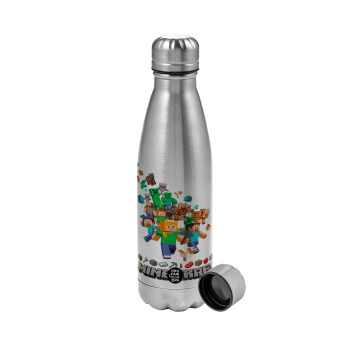 Minecraft adventure, Metallic water bottle, stainless steel, 750ml