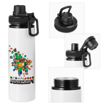 Minecraft adventure, Metal water bottle with safety cap, aluminum 850ml