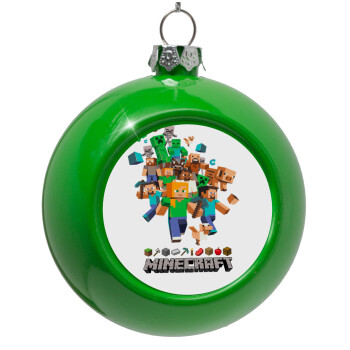 Minecraft adventure, Green Christmas tree ornament bauble 8cm