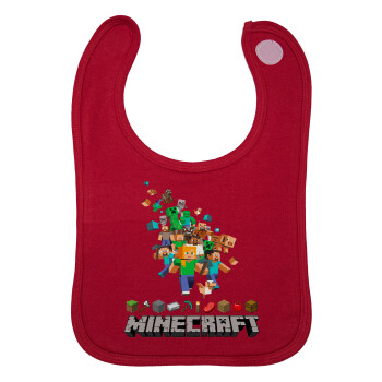 Minecraft adventure, Σαλιάρα με Σκρατς Κόκκινη 100% Organic Cotton (0-18 months)