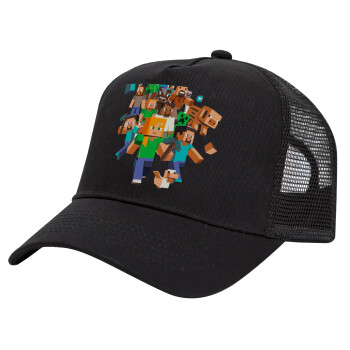 Minecraft adventure, Καπέλο Trucker με Δίχτυ, Μαύρο, (ΒΑΜΒΑΚΕΡΟ, ΠΑΙΔΙΚΟ, UNISEX, ONE SIZE)