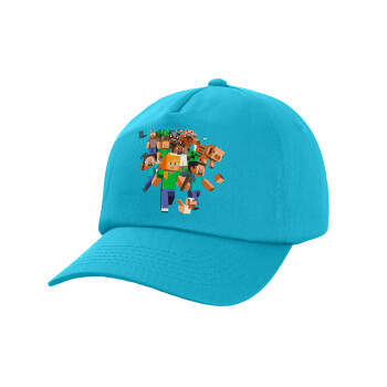 Minecraft adventure, Καπέλο παιδικό Baseball, 100% Βαμβακερό,  Γαλάζιο