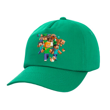 Minecraft adventure, Καπέλο παιδικό Baseball, 100% Βαμβακερό,  Πράσινο