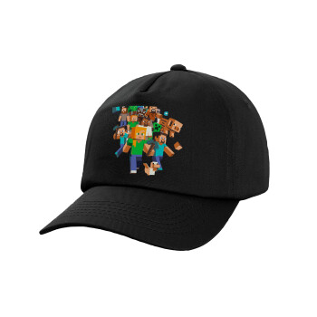 Minecraft adventure, Καπέλο παιδικό Baseball, 100% Βαμβακερό,  Μαύρο