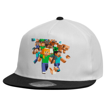 Minecraft adventure, Καπέλο παιδικό Snapback, 100% Βαμβακερό, Λευκό