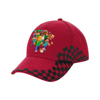 Minecraft adventure, Adult Cap RACING Ultimate Red/Black, (100% COTTON DRILL, ADULT, UNISEX, ONE SIZE ADULT)