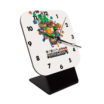 Minecraft adventure, Quartz Wooden table clock with hands (10cm)